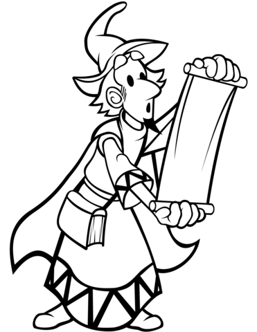 Wizard With Scroll Coloring Page